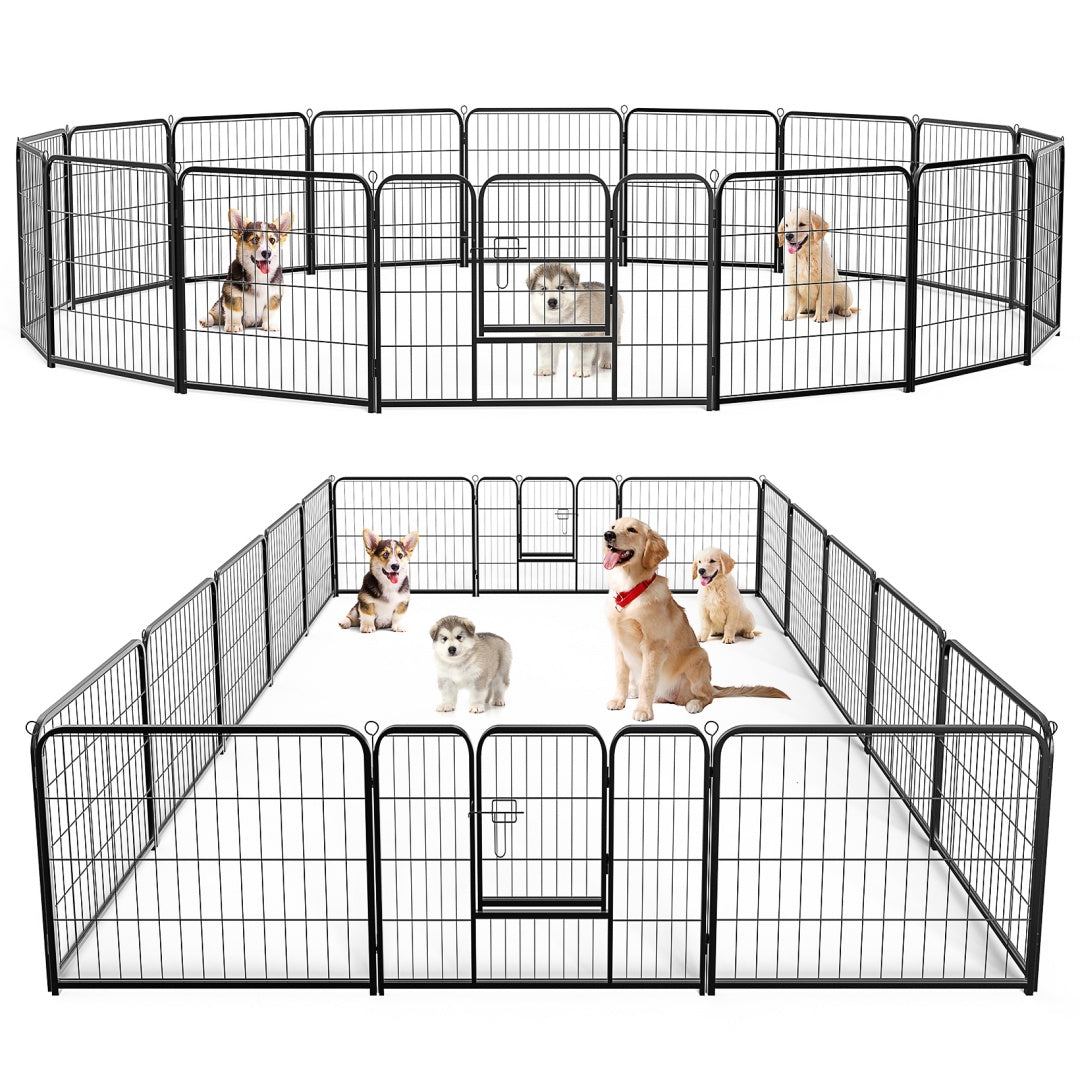 Metal Dog Playpen Indoor Outdoor Exercise Fence with Door