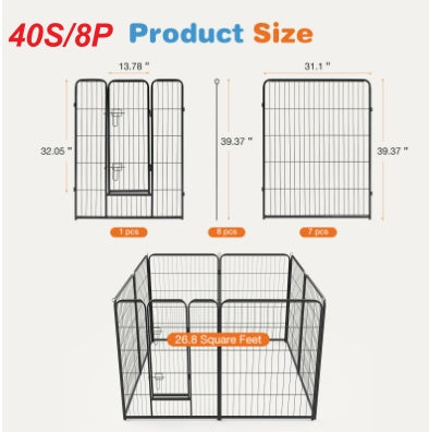Metal Dog Playpen Indoor Outdoor Exercise Fence with Door