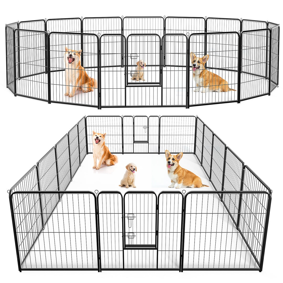Metal Dog Playpen Indoor Outdoor Exercise Fence with Door