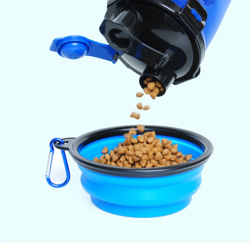 Outdoor Travel 2 in 1 Folding Feeder Bowl and Pet Water Bottle