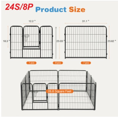 Metal Dog Playpen Indoor Outdoor Exercise Fence with Door