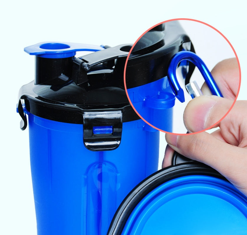 Outdoor Travel 2 in 1 Folding Feeder Bowl and Pet Water Bottle
