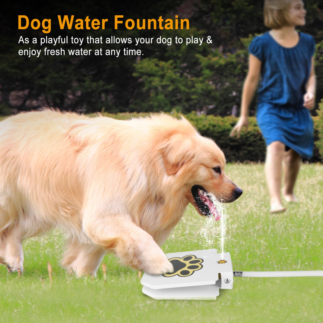 Outdoor Step On Dog Water Fountain with Paw Pedal