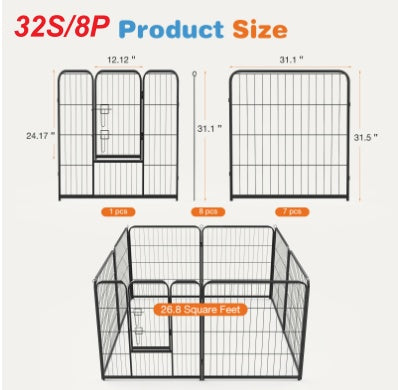Metal Dog Playpen Indoor Outdoor Exercise Fence with Door
