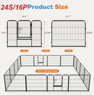 Metal Dog Playpen Indoor Outdoor Exercise Fence with Door