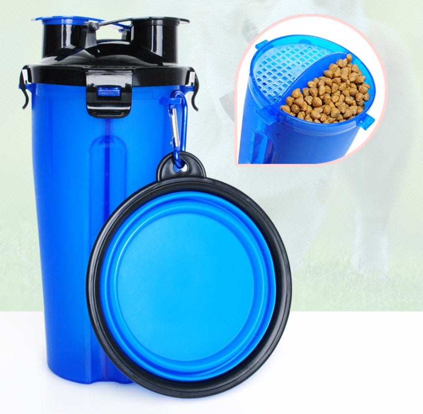 Outdoor Travel 2 in 1 Folding Feeder Bowl and Pet Water Bottle