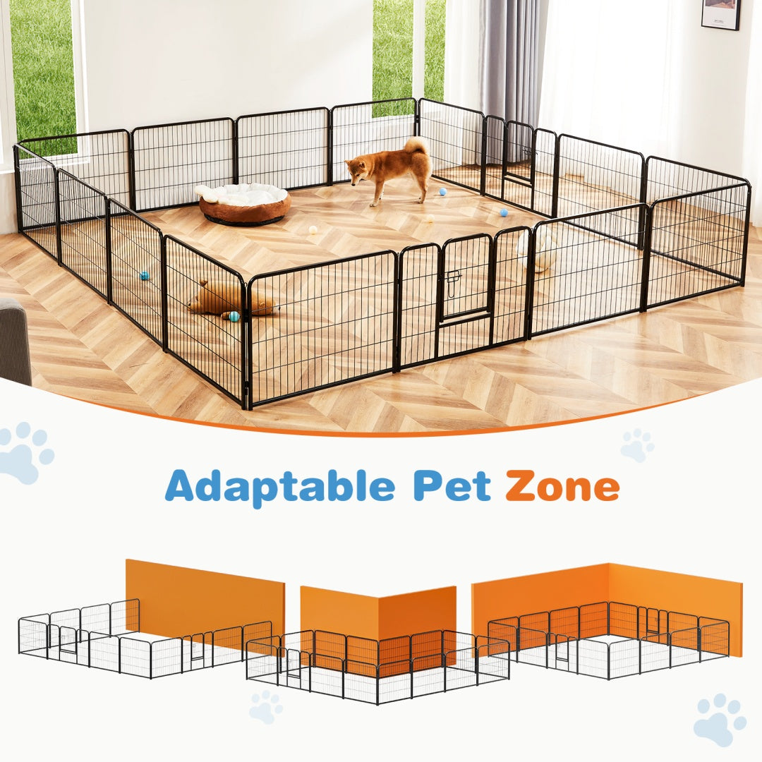 Metal Dog Playpen Indoor Outdoor Exercise Fence with Door