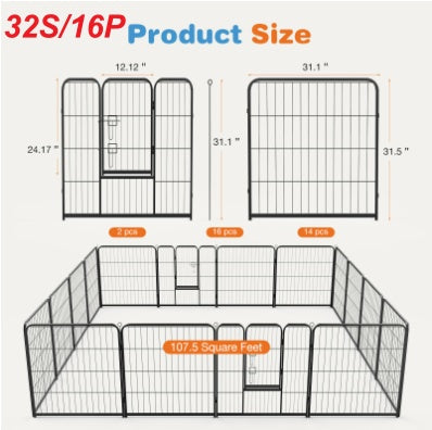 Metal Dog Playpen Indoor Outdoor Exercise Fence with Door