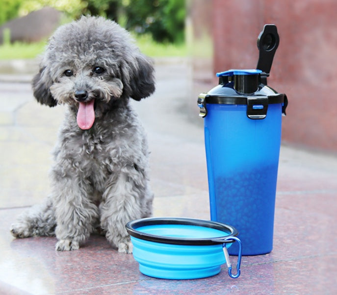 Outdoor Travel 2 in 1 Folding Feeder Bowl and Pet Water Bottle