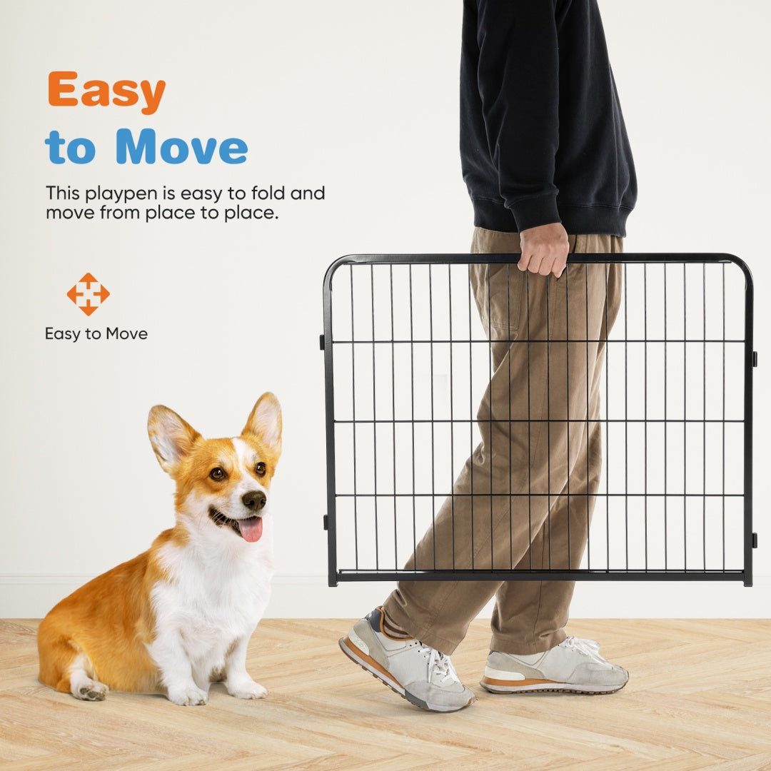 Metal Dog Playpen Indoor Outdoor Exercise Fence with Door