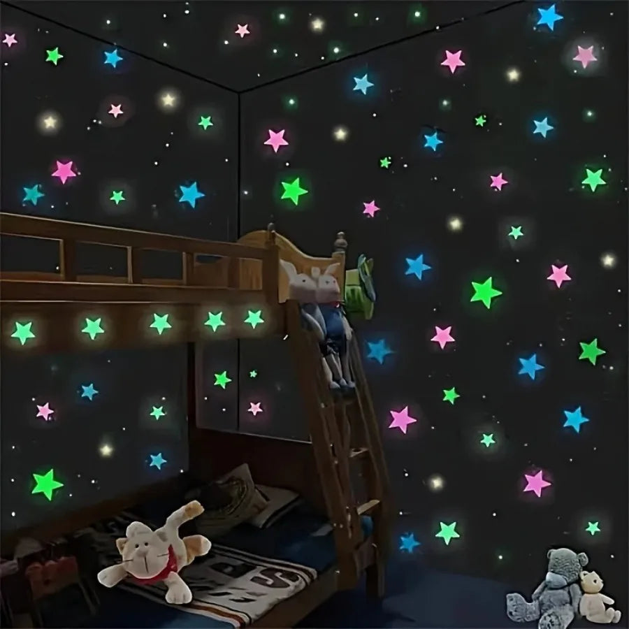 Luminous Star Wall Sticker Glow Bedroom Party Decor Set