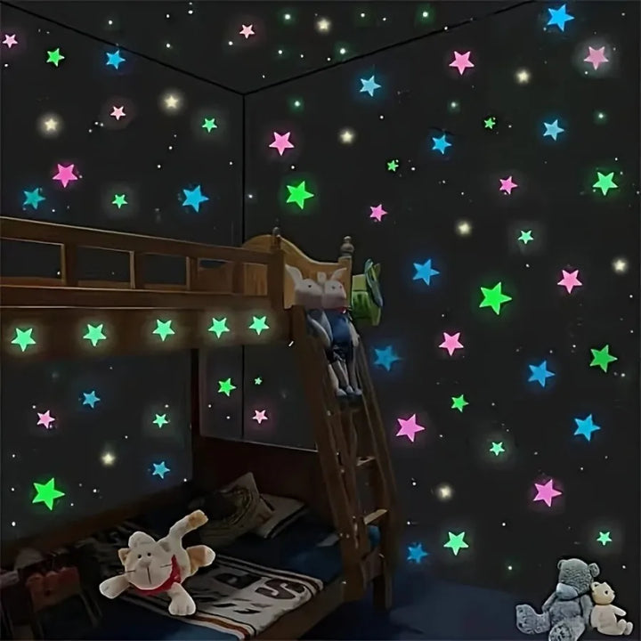 Luminous Star Wall Sticker Glow Bedroom Party Decor Set
