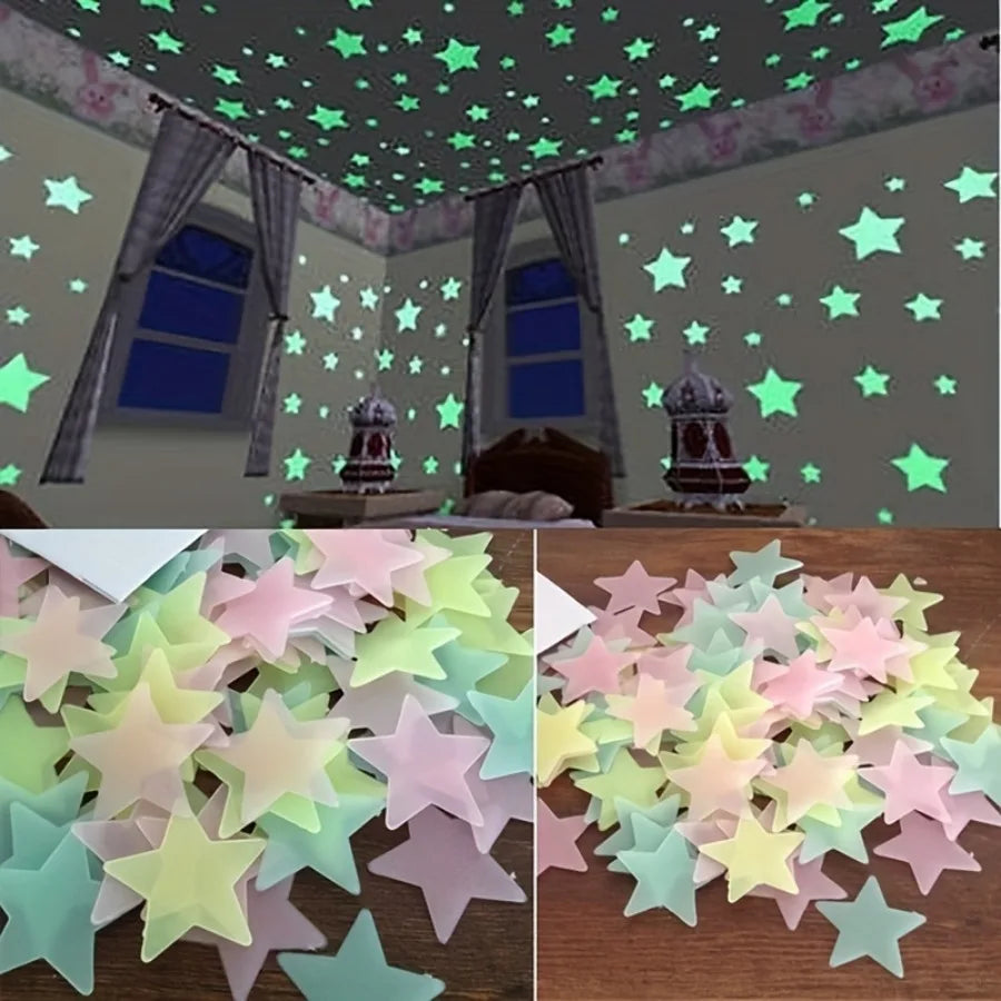 Luminous Star Wall Sticker Glow Bedroom Party Decor Set
