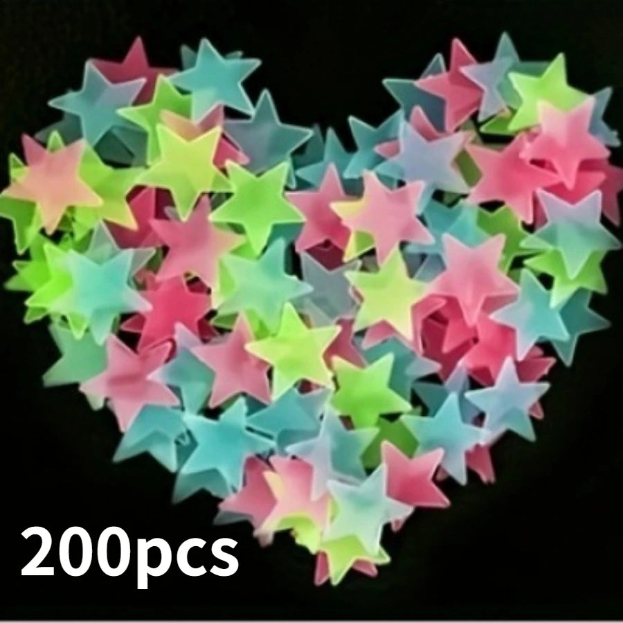 Luminous Star Wall Sticker Glow Bedroom Party Decor Set