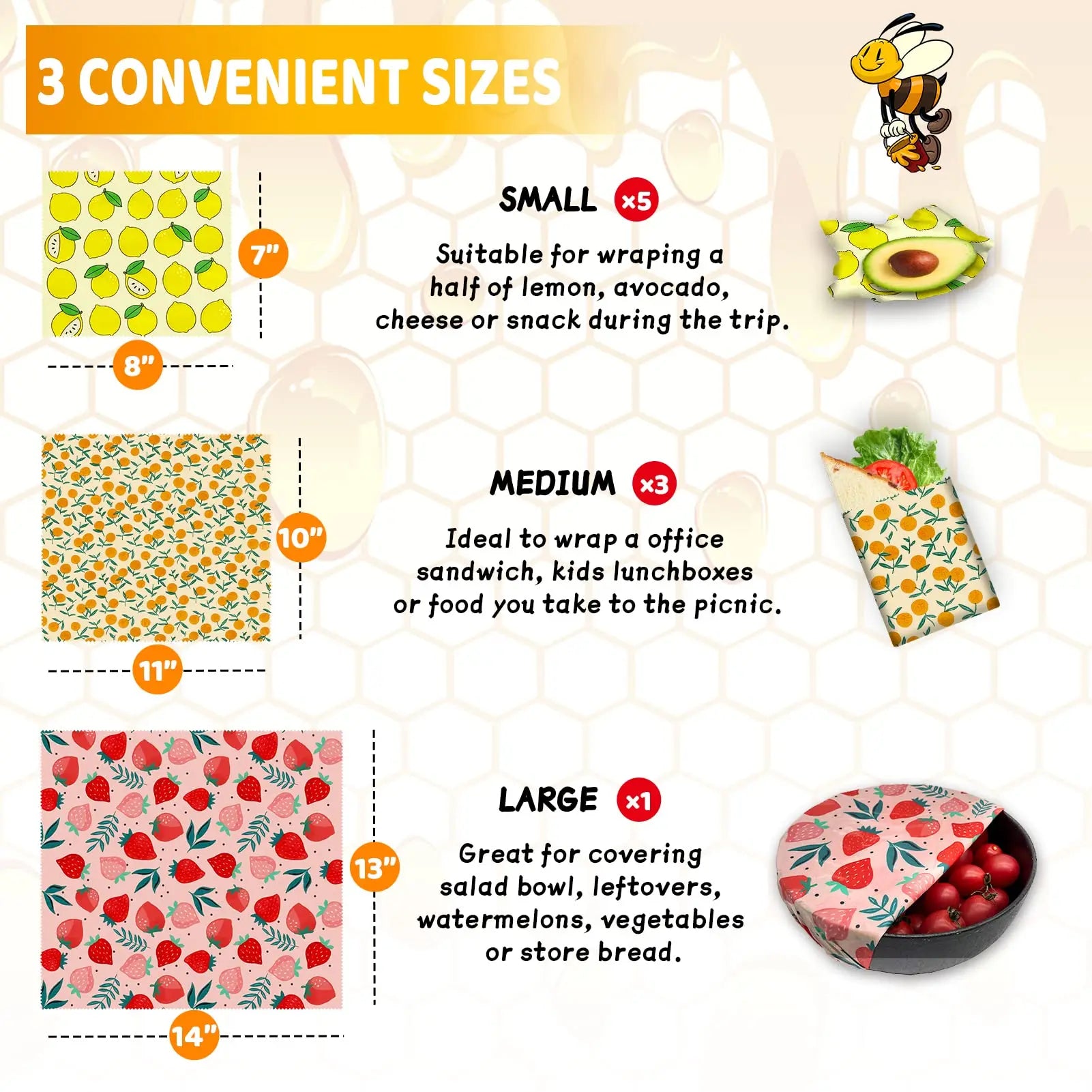 Reusable Beeswax Food Wrap Eco Friendly Plastic Free Storage