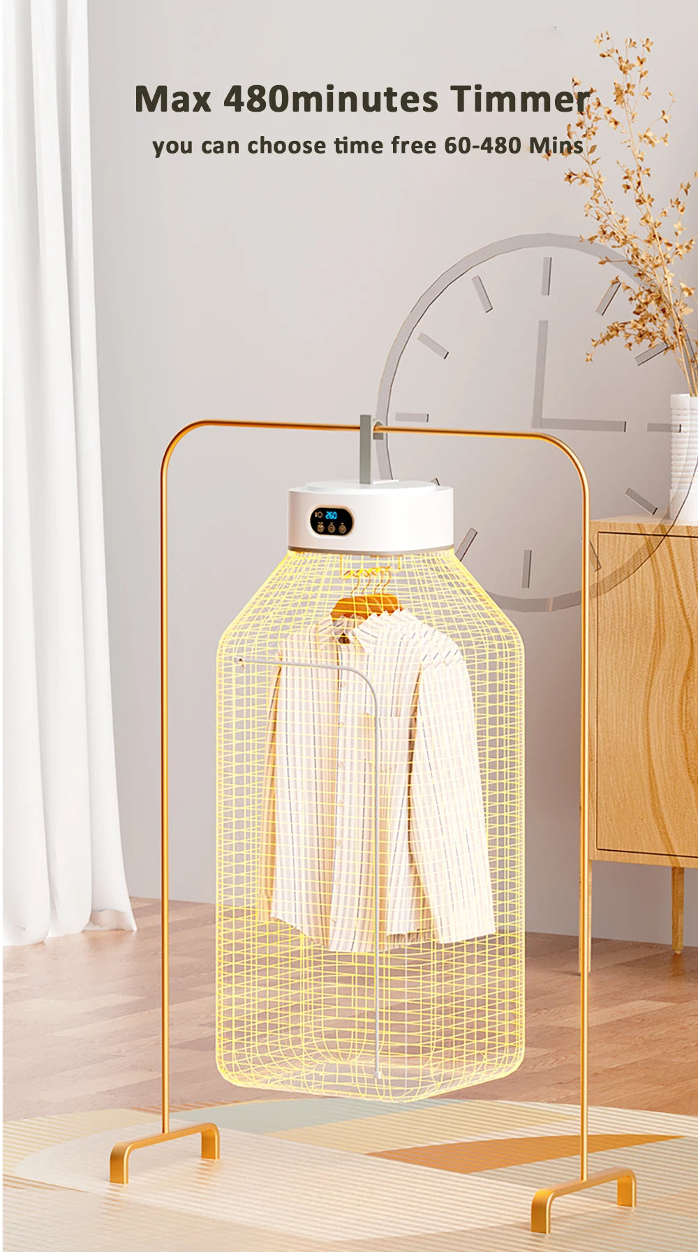 Portable Foldable Electric Clothes Dryer with Remote