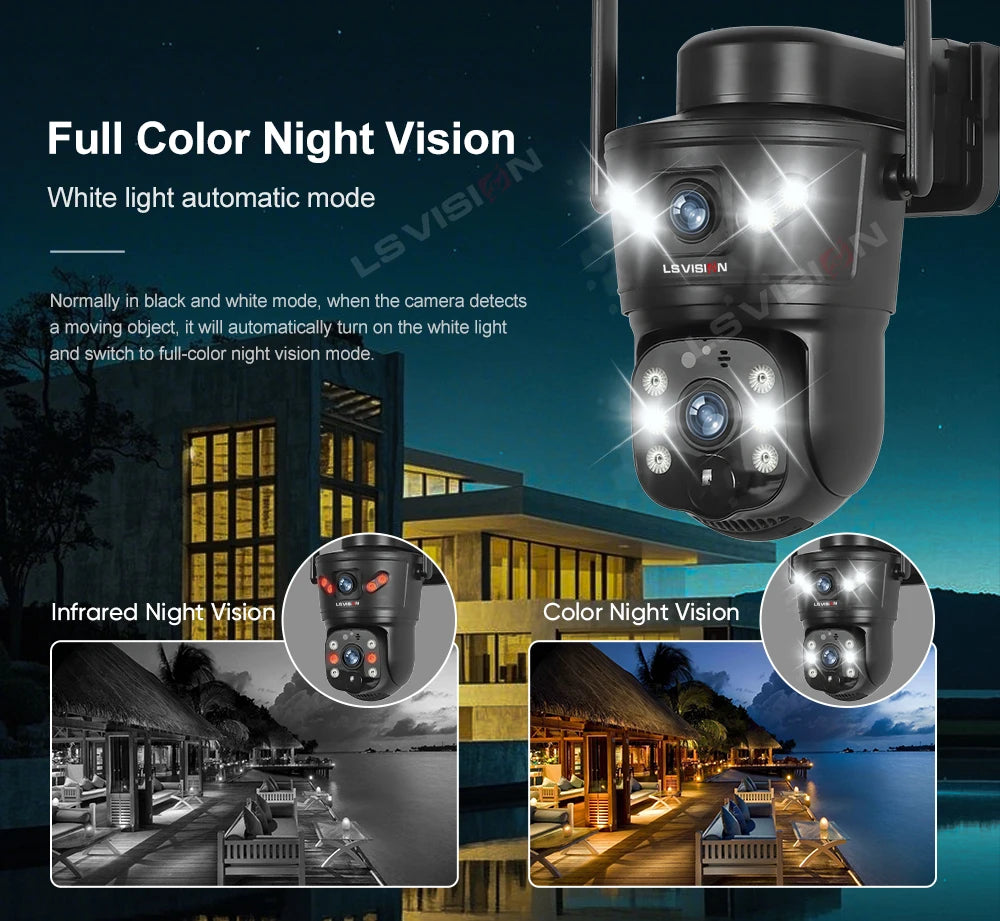 LS VISION 4G Solar Security Camera 8MP Dual Lens CCTV