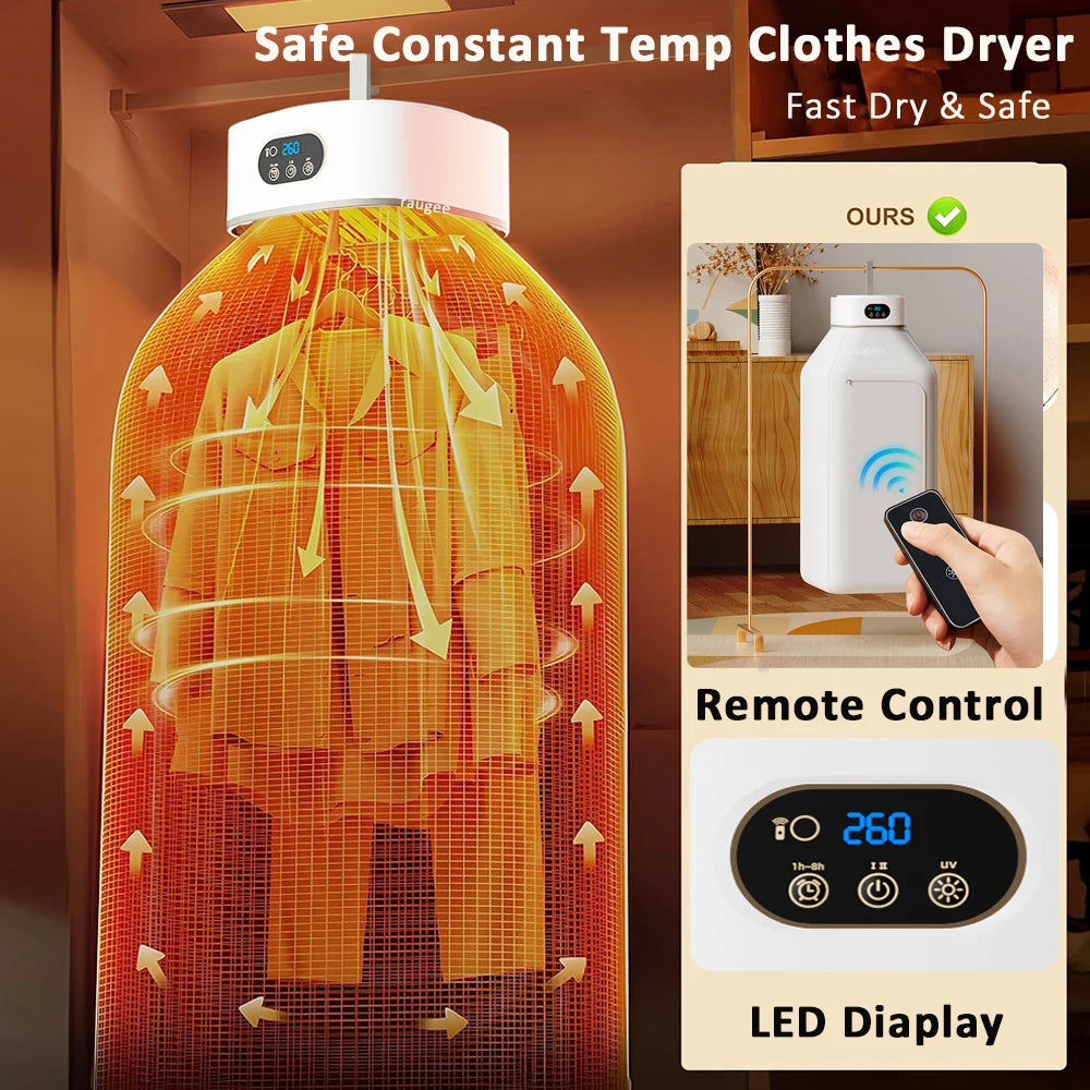 Portable Foldable Electric Clothes Dryer with Remote