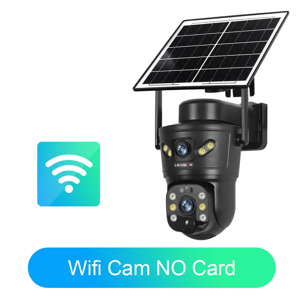 LS VISION 4G Solar Security Camera 8MP Dual Lens CCTV