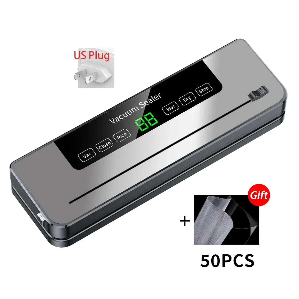Electric Vacuum Sealer Food Storage Machine Built-in Cutter