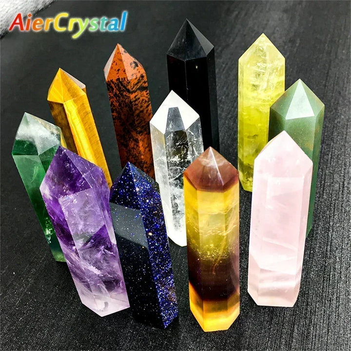 Natural Crystal Stone Wand Rose Quartz Amethyst Decor