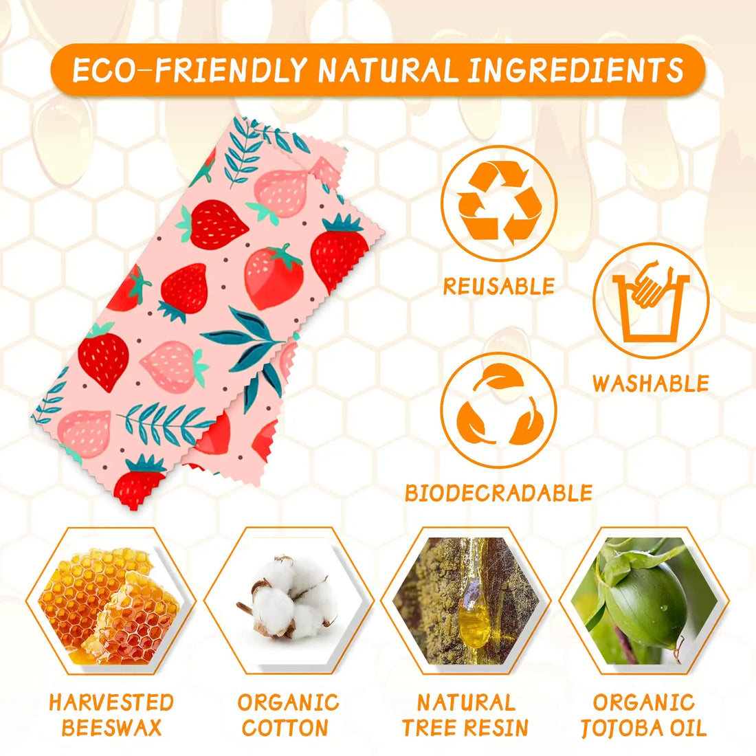 Reusable Beeswax Food Wrap Eco Friendly Plastic Free Storage