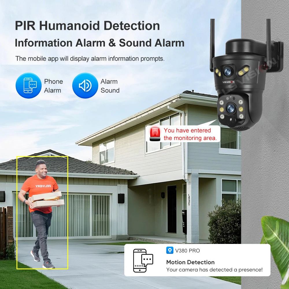 LS VISION 4G Solar Security Camera 8MP Dual Lens CCTV