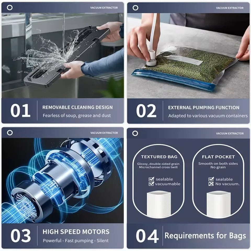 Electric Vacuum Sealer Food Storage Machine Built-in Cutter