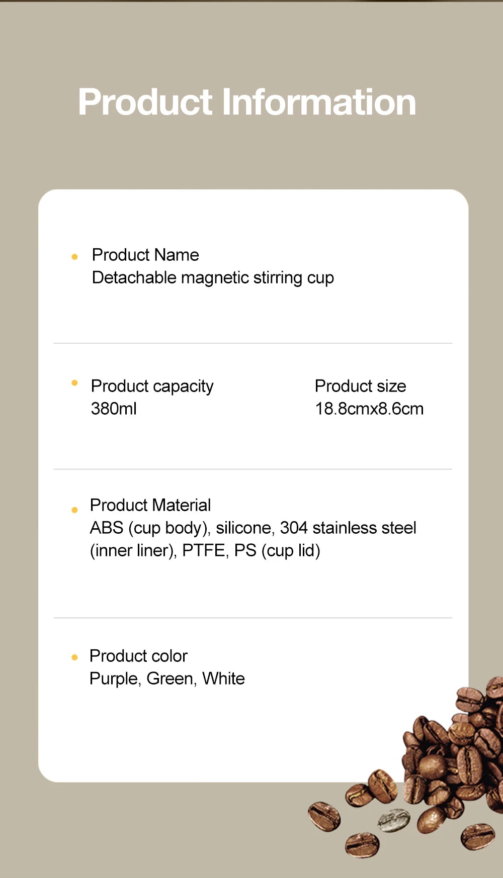 Automatic Magnetic Stirring Mug 380ML USB Electric Coffee Mug