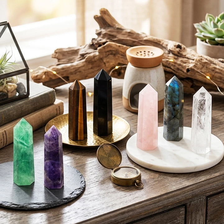 Natural Crystal Stone Wand Rose Quartz Amethyst Decor