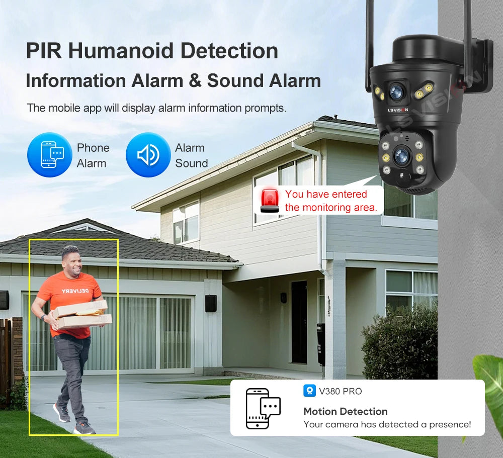LS VISION 4G Solar Security Camera 8MP Dual Lens CCTV