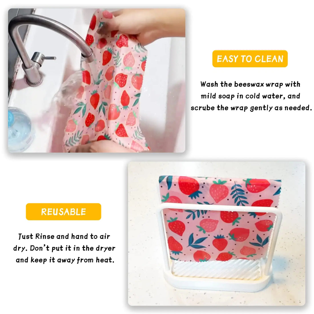 Reusable Beeswax Food Wrap Eco Friendly Plastic Free Storage