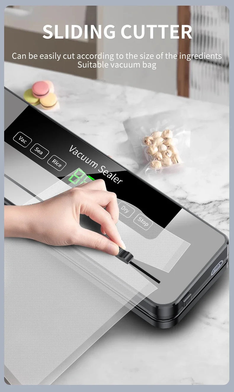 Electric Vacuum Sealer Food Storage Machine Built-in Cutter