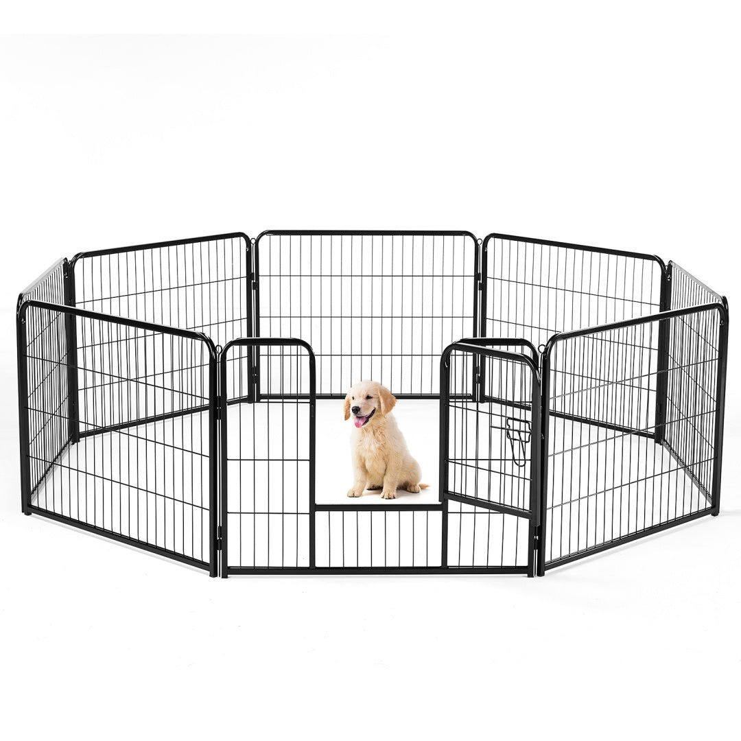 Metal Dog Playpen Indoor Outdoor Exercise Fence with Door