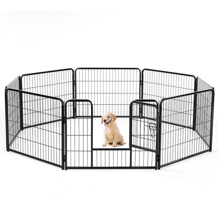 Metal Dog Playpen Indoor Outdoor Exercise Fence with Door
