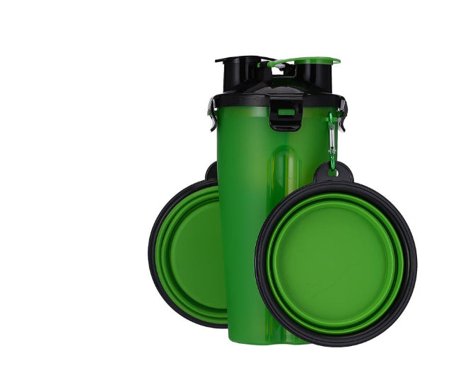 Outdoor Travel 2 in 1 Folding Feeder Bowl and Pet Water Bottle
